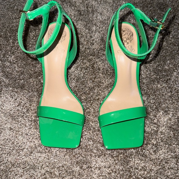 Vince Camuto Shoes - Vince Camuto Green Square-Toe Ankle-Strap Heels